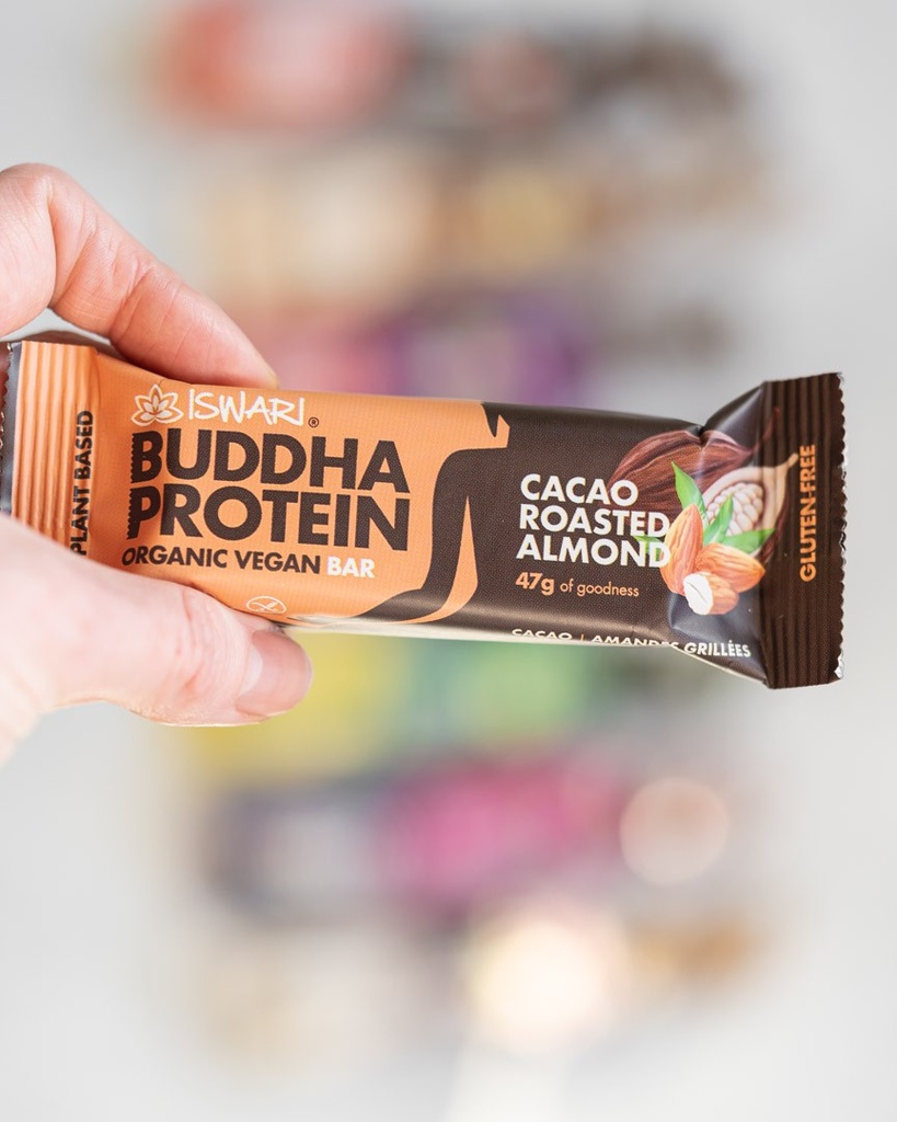 ISWARI_ Buddha Protein Bar Cacao Amandes Grillées - 47g _PRODUIT_RECETTE