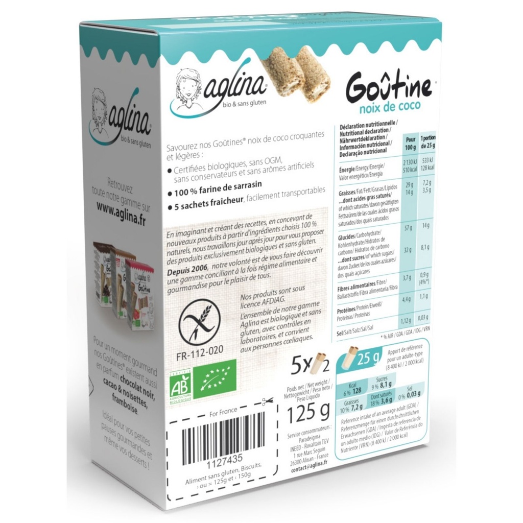 AGLINA_ Goûtine noix de coco - 125g _VERSO_PACKSHOT