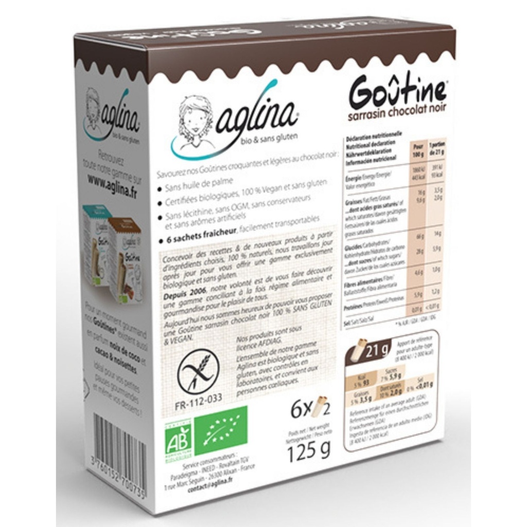 AGLINA_ Goûtine chocolat noir boîte - 125g _VERSO_PACKSHOT