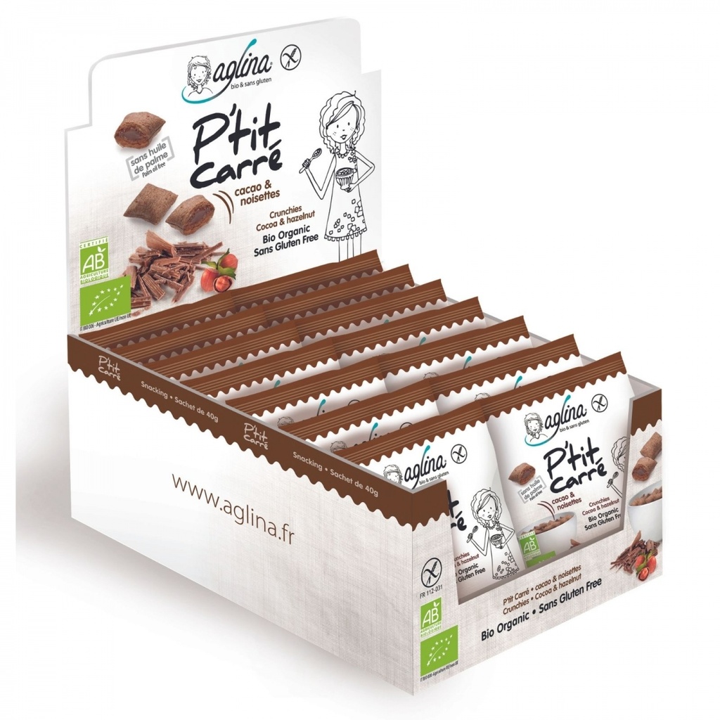 Snacking P'tit Carré cacao & noisettes sachet Bio - 40g