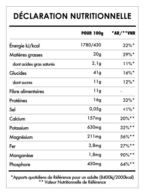 ISWARI_ Éveil du Bouddha Maca & Vanille - 360g _VALEUR_NUTRITIONNELLE