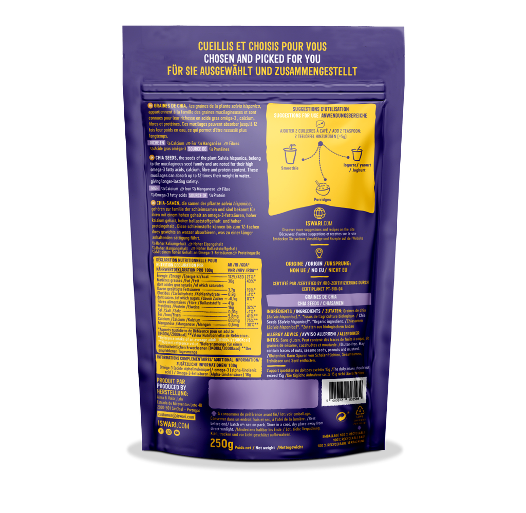 ISWARI_ Graines de Chia Bio - 250g _VERSO_PACKSHOT