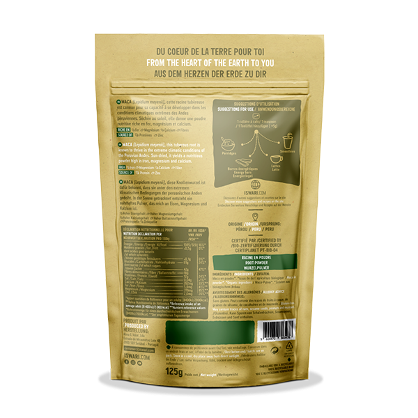 ISWARI_ Maca en Poudre Bio - 125g _VERSO_PACKSHOT