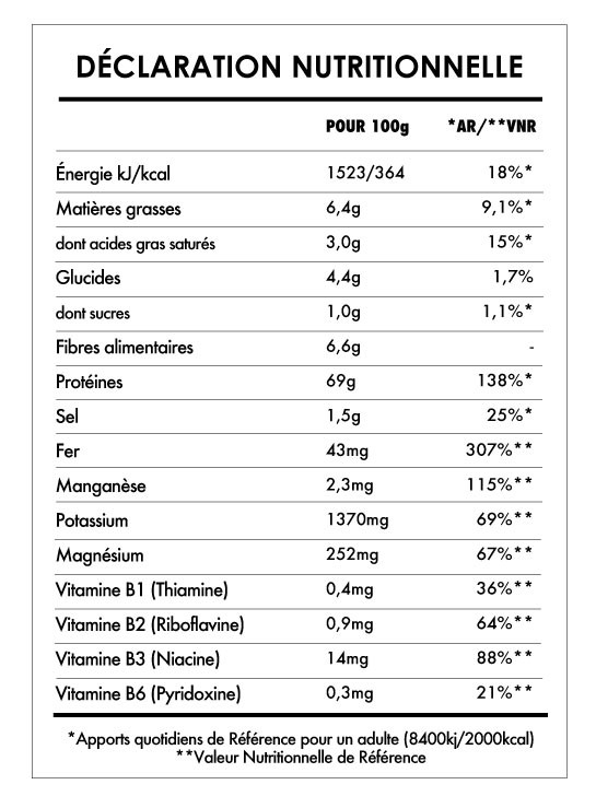 ISWARI_ Spiruline en Poudre Bio - 125g _VALEUR_NUTRITIONNELLE