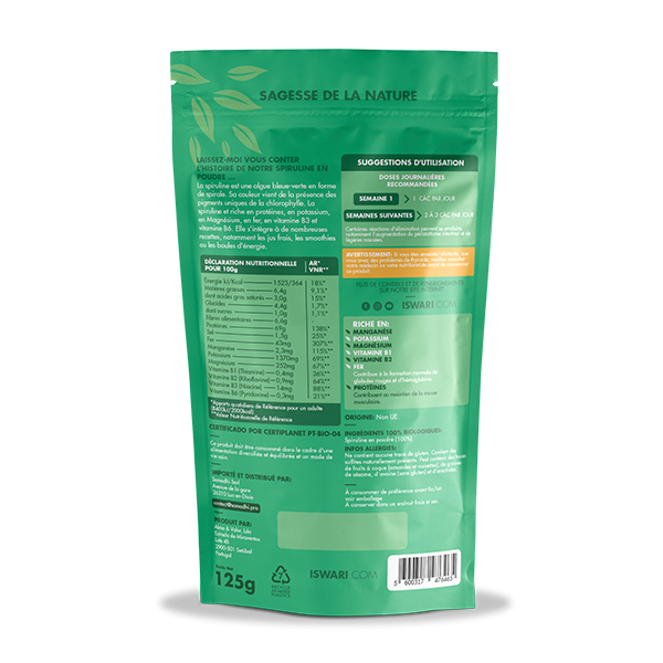 ISWARI_ Spiruline en Poudre Bio - 125g _VERSO_PACKSHOT