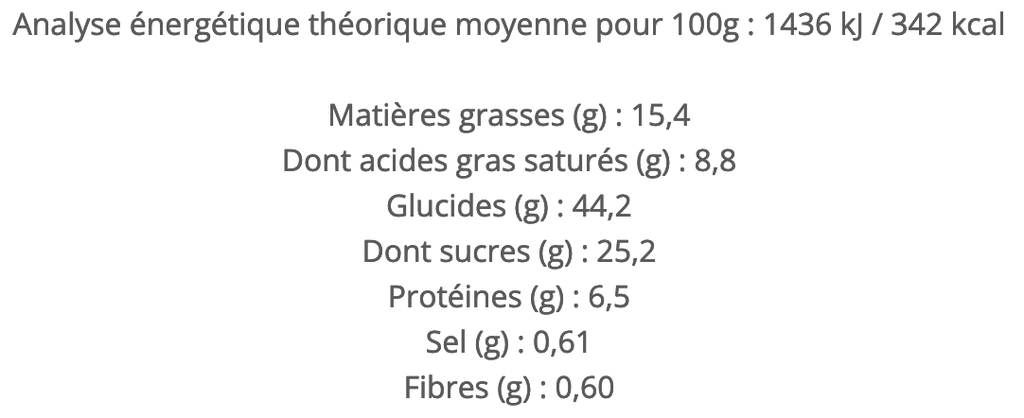 Madeleine Pur Beurre 9x Bio - 200g Nutriinfo