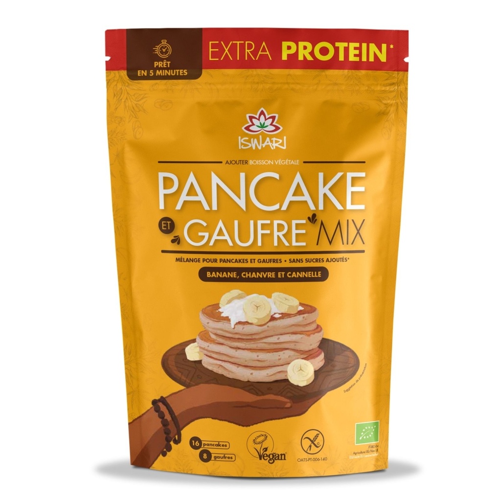 ISWARI Pancake et Gaufre Mix - Banane, Chanvre et Cannelle Bio - 300g